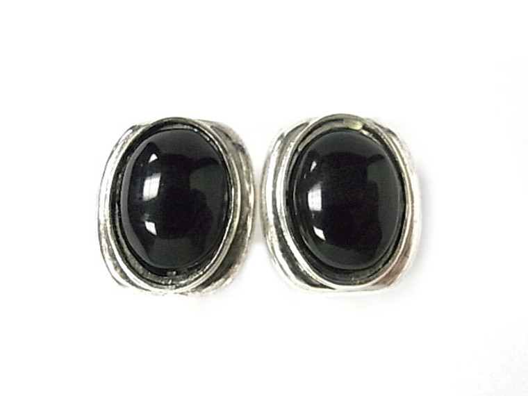 925 Sterling Silver 18x22mm Black Onyx Post Earring [y807b]