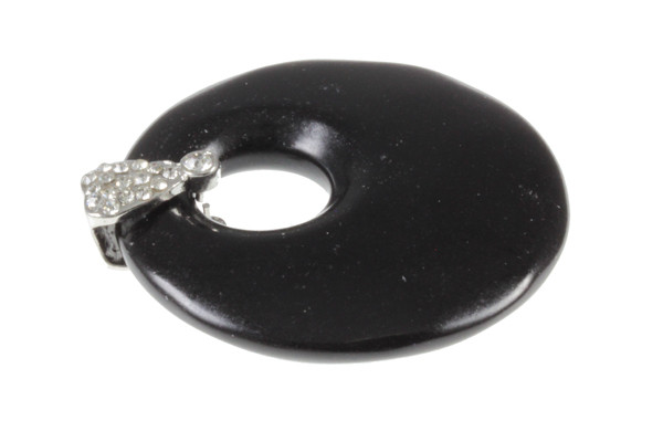 50mm Black Onyx Ago-Go Pendant With Rhinestone [y698ad]