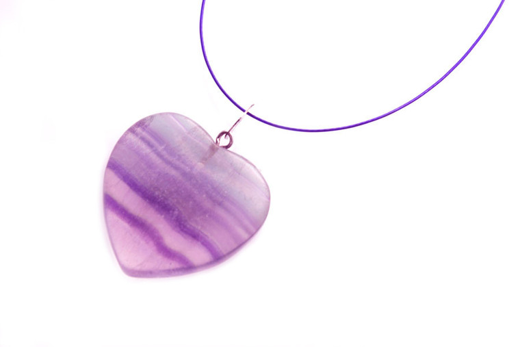 20mm Fluorite Heart Pendant With 925 Sterling Silver Bail [y204a]