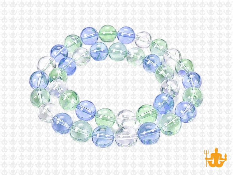 8mm Crystal & Green & Blue Quartz Round Beads 15.5" synthetic [8x24]