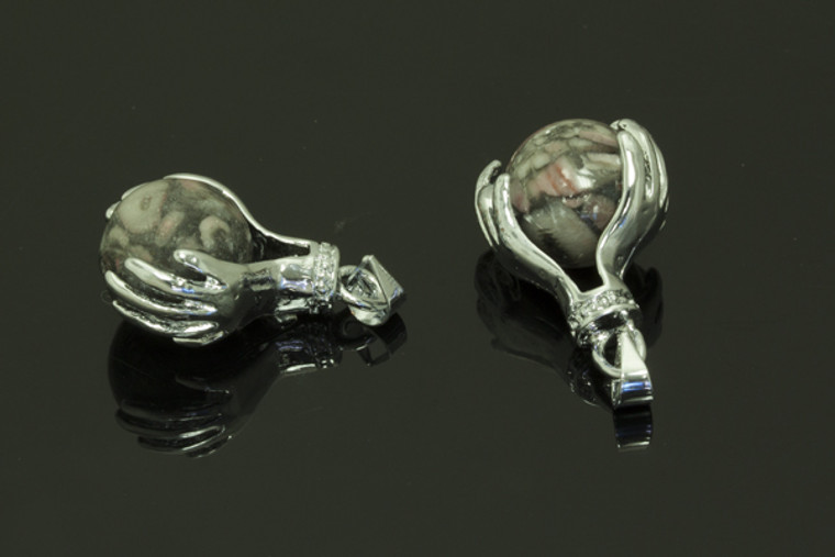 25mm Lucky Hand Pendant With 12mm Fossil Agate Ball [y848-b37]