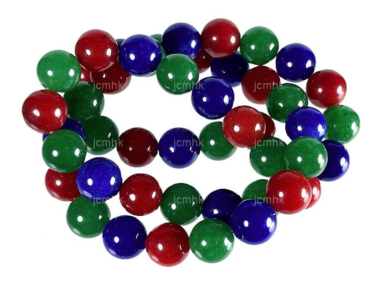 8mm Mix Jade & Obsidian Round Beads 15.5" dyed [8x46]