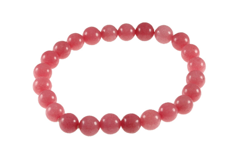 6mm Rhodonite Jade Elastic Bracelet 7.5" Natural Dyed [b2c54]