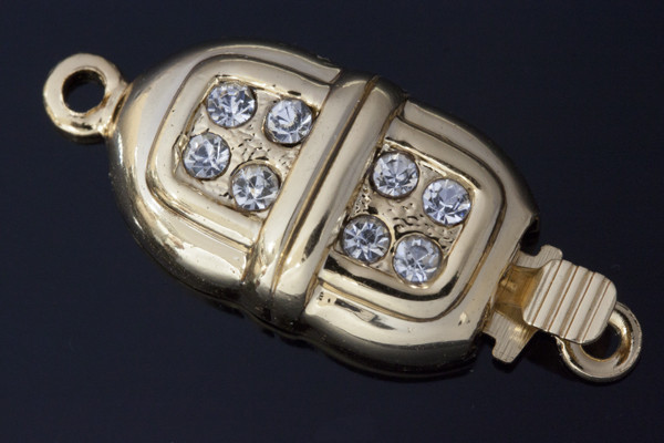 14k Gold Plated 60mm 1-2 Row Clasp + Cubic Zircon [y365b]