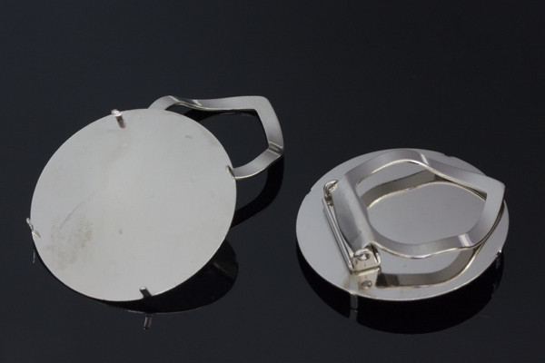 35mm Scarf & Brooch Back Setting, Brass Silver Plated 3pcs. [y610a]