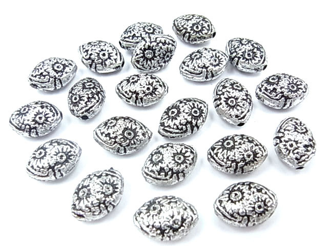 10x13mm Silver Plated Plastic Flower Beads About 30 pcs. [y515a]