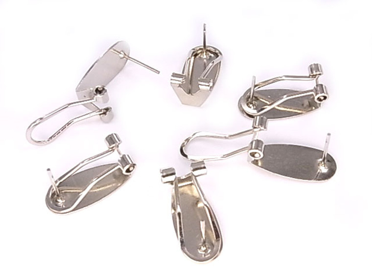8x18mm Silver Plated Clip & Post Flat Earring 10pcs. [y644a]