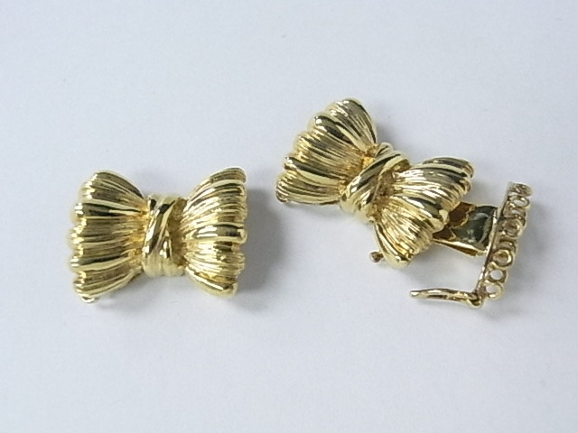 925 Sterling Silver 16x24mm 18K Gold Plated Bowtie Clasp (10-Row) [e1415]