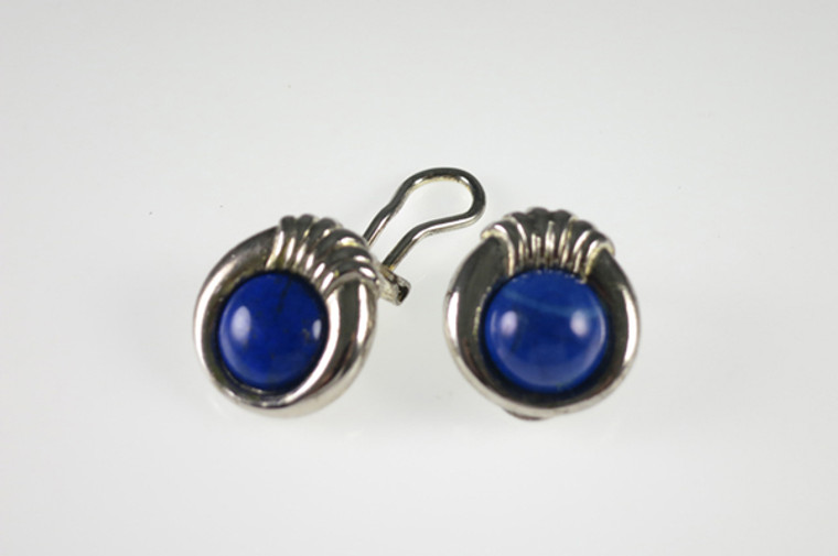 925 Sterling Silver 16mm A Grade Lapis Lazuli Clip + Post Earring [e2223]