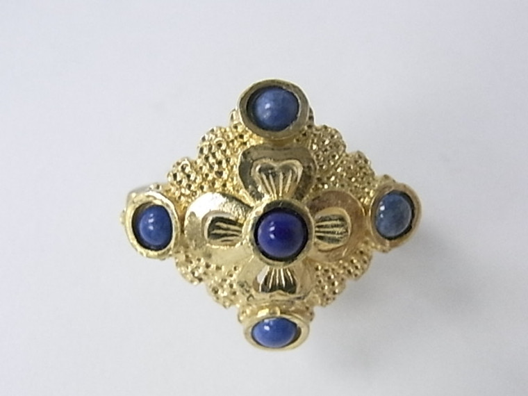 925 Sterling Silver Gold Plated 25x28mm A Grade Lapis Lazuli Open Clasp [e1366]