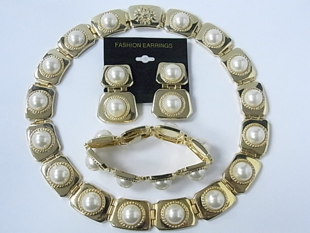 20mm High Quality Brass & Steel Necklace, Bracelet & Earring Set [e1554]