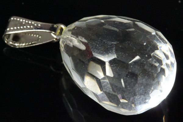15x22mm Rock Crystal Tear Drop Faceted Pendant [e2318]