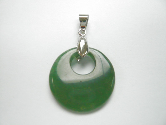 925 Sterling Silver 25mm Green Aventurine Ago-Ago Turtle Pendant [e1992]