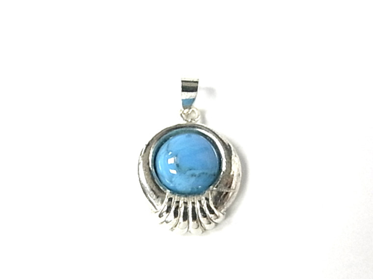 925 Sterling Silver 18mm Natural Arizona Turquoise Pendant [e170]