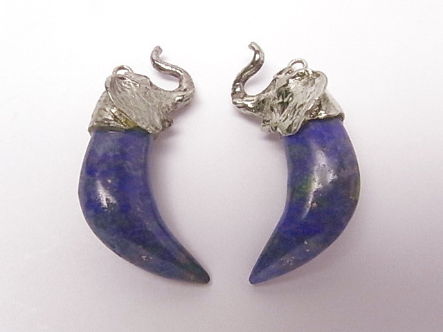 925 Sterling Silver 36mm Lapis Lazuli Elephant Pendant [e214]