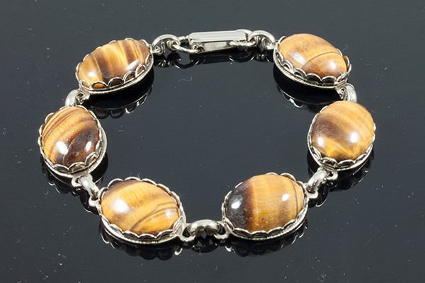 15x20mm Tiger Eye Bracelet Silver Plated [e2292]