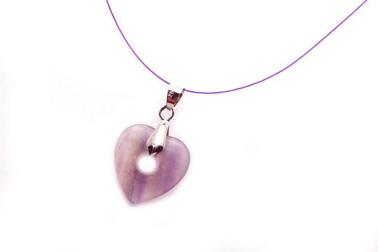 20mm Flourite Cape Amethyst Heart Donut Pendant 2pcs. [e1647]