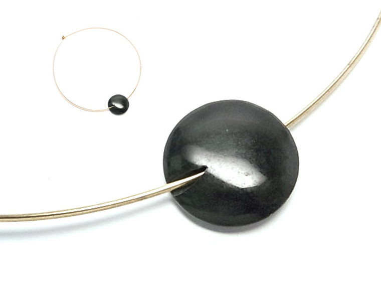 25mm Black Onyx Disc With Gold Plated Choker [e1138]