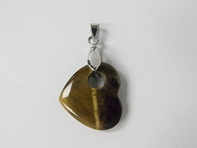 22mm Tiger Eye Heart With Hole Pendant [e1242]