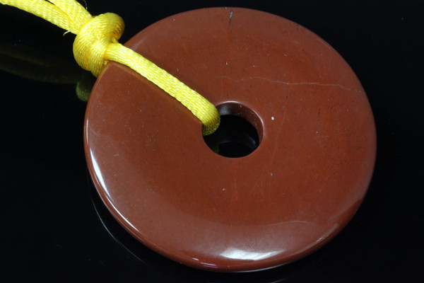 40mm Red Jasper Donut Pendant With Silk Cord 36" [e2349]