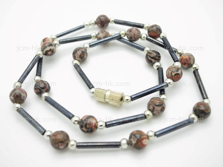 6mm Leopard Skin Necklace 17" [e3005]