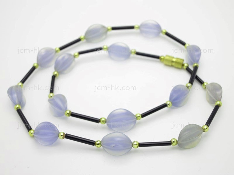 10x12mm Grey Stone Necklace 18" [e3064]