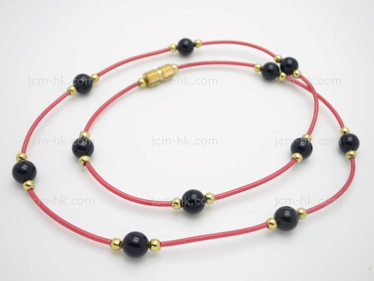 6mm Black Onyx Necklace 18" [e3103]
