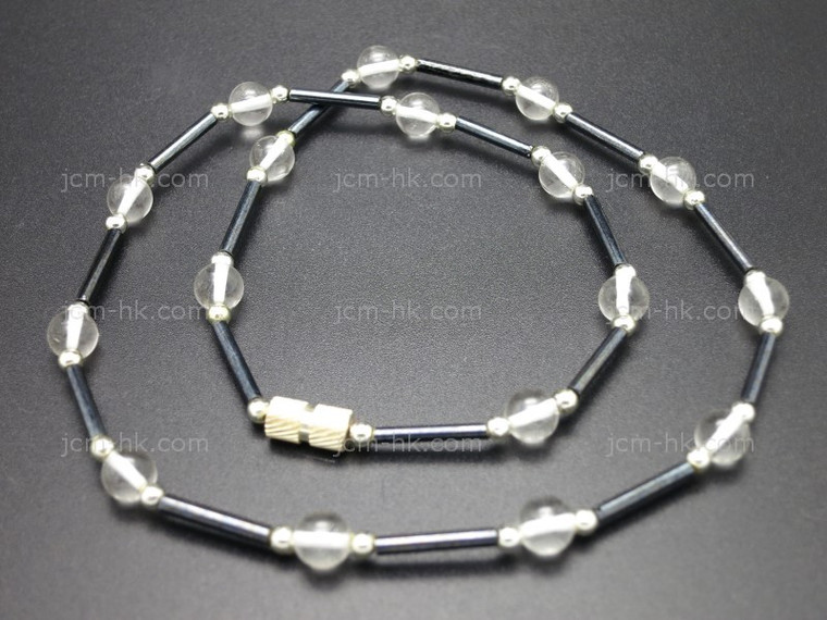 6mm Rec.crystal Necklace 17" [e3112]