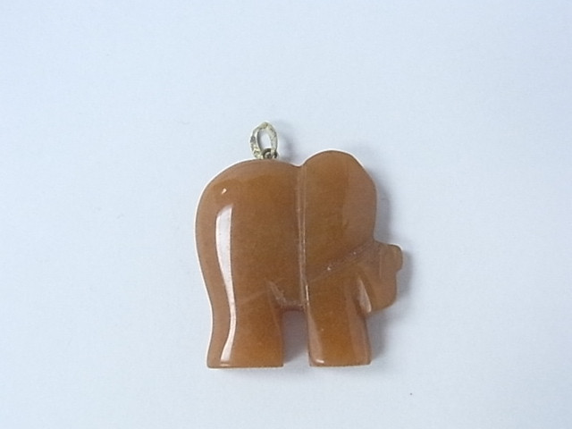 25mm Red Aventurine Elephant With 925 Silver Gold Plated Bail Pendant [e447]