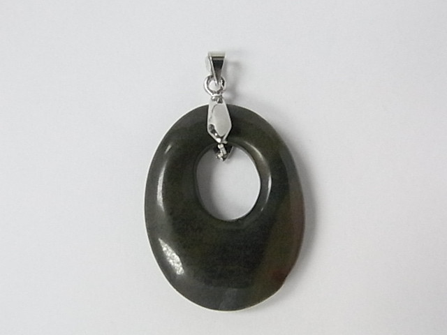 25x35mm Iron Tiger Eye Oval Hoop Pendant [e192]