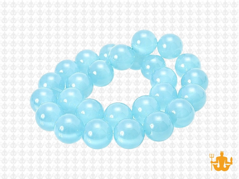 10mm Aqua Quartz Round Beads 15.5" synthetic [10a70]
