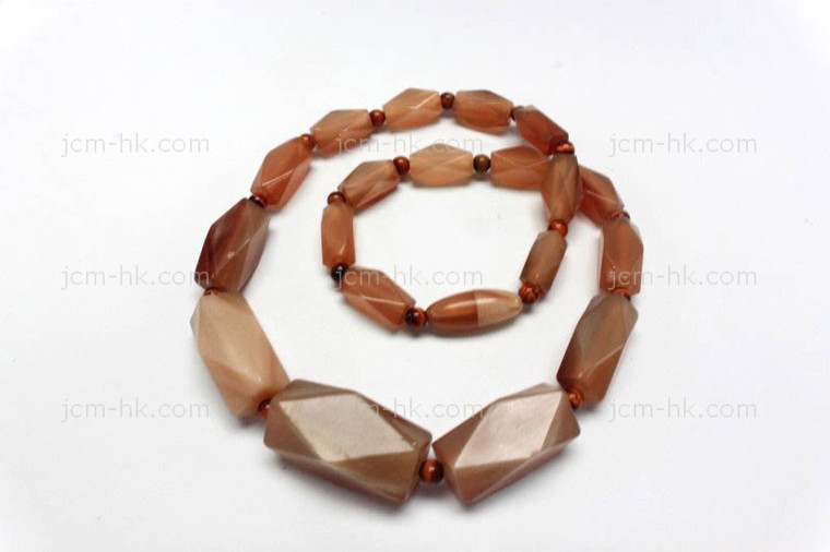 14x18mm-28x14mm Amber Horn Necklace 18" [z7509]