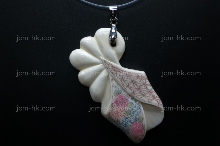 30x60mm Buffalo Bone Carved Designer Bead Pendant [z7150]