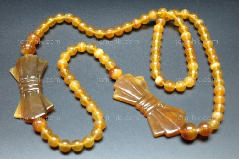 8mm & 32x65mm Amber Horn Necklace 32" [z7836]