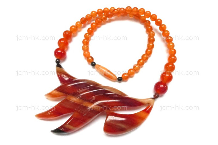 95x25mm Amber Horn Necklace 18" [z7554]