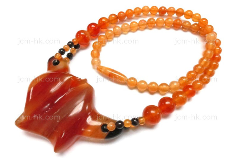 30x70mm Amber Horn Necklace 18" [z7568]
