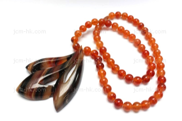 56x75mm Amber & Buffalo Horn Necklace 18" [z7571]
