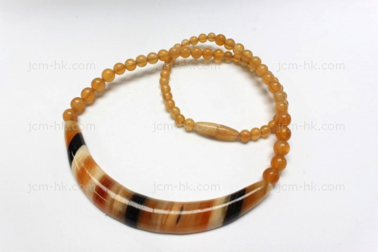 84x14mm Amber Horn Necklace 18" [z7658]