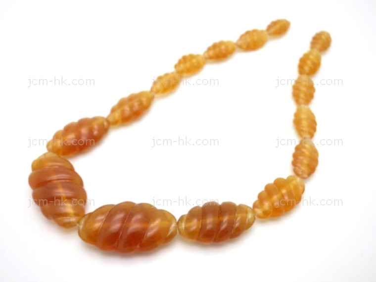9x16mm-15x28mm Amber Horn Necklace 18" [z8560]