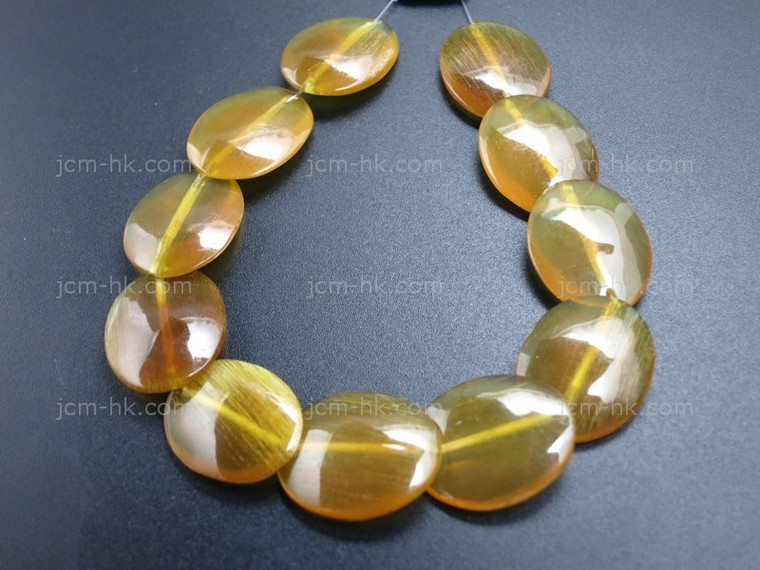 16x20mm Amber Horn Oval Disc Beads 11pcs. [z2059]