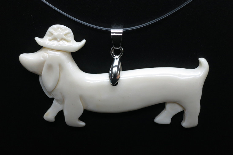 65x35mm Buffalo Bone Dog Designer Bead Pendant [z5488]