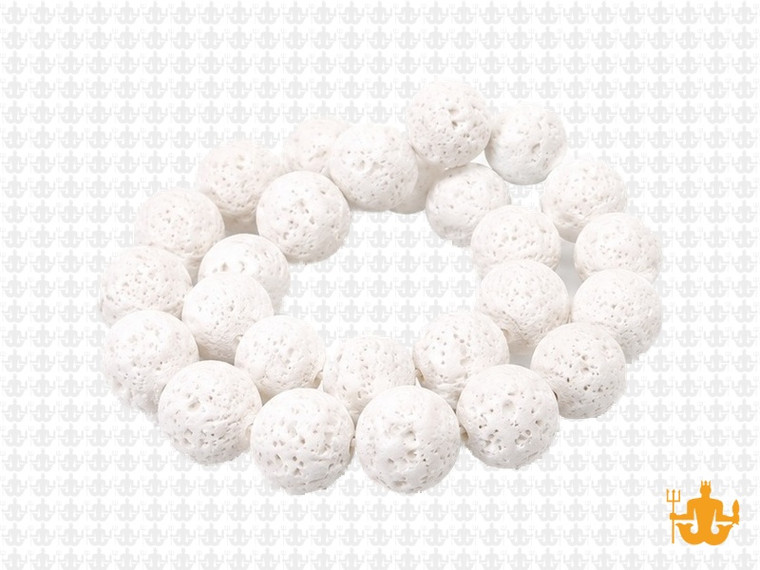 10mm Volcano White Lava Round Beads 15.5" natural [10d54]