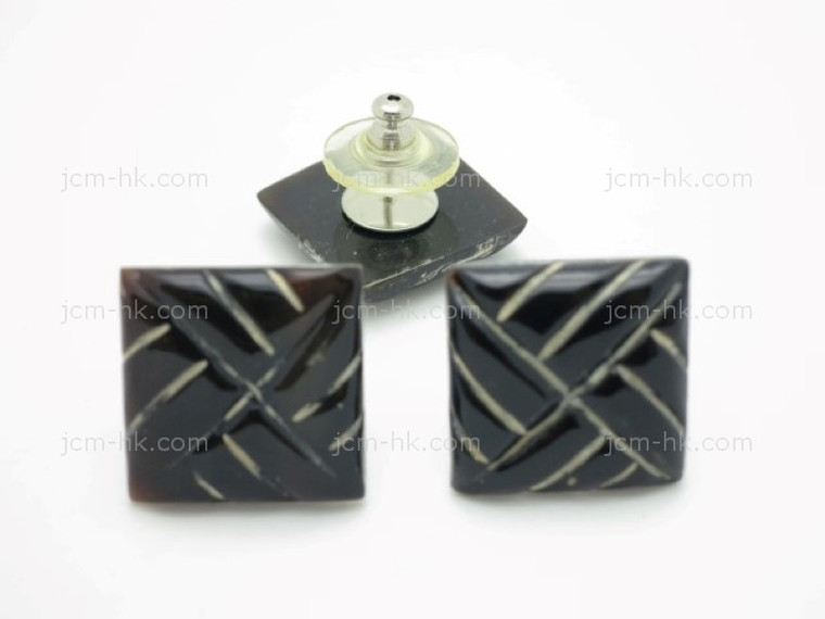 25x25mm Buffalo Horn Carved Earring [z5129]