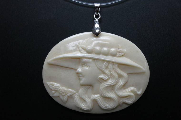 50x40mm Buffalo Bone Cameo Designer Bead Pendant [z5666]