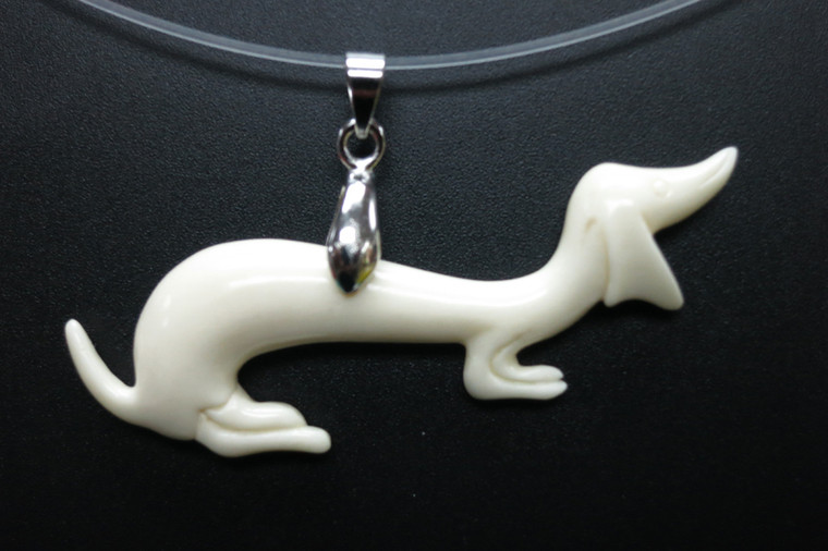 50x20mm Buffalo Bone Dog Designer Bead Pendant [z5695]