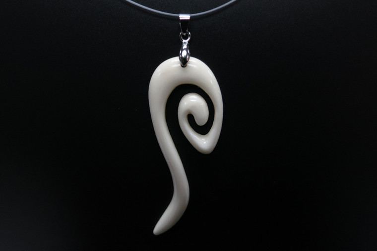 28x80mm Buffalo Bone Carved Designer Bead Pendant [z5460]