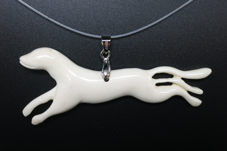 28x80mm Buffalo Bone Dog Designer Bead Pendant [z5461]