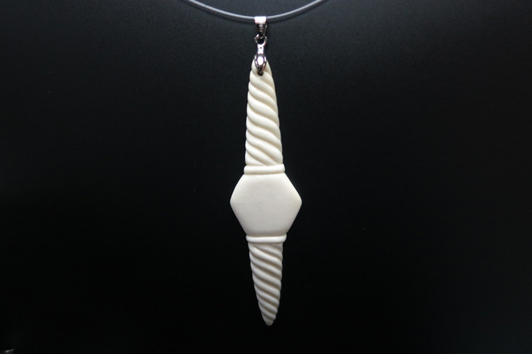 26x110mm Buffalo Bone Carved Designer Bead Pendant [z5494]