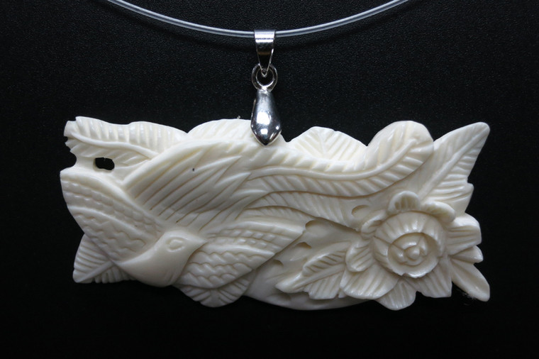 58x26mm Buffalo Bone flower Designer Bead Pendant [z5506]