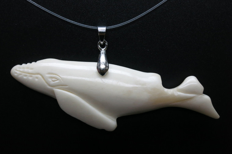 75x25mm Buffalo Bone Whale Designer Bead Pendant [z5507]